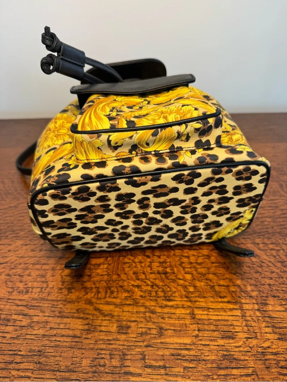 Gianni Versace Vintage Baroque Leopard Sunburst Mini Backpack
